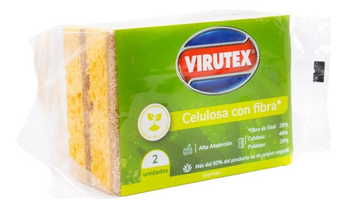 Esponja Celulosa Con Fibra Sisal Virutex 2 Piezas