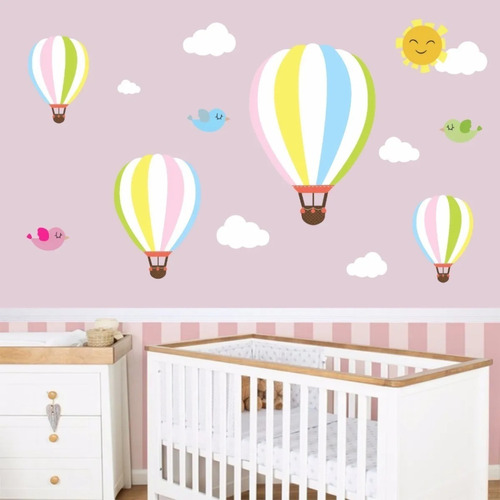 Adesivo Parede Decorativo Balões Quarto De Bebe Infantil 