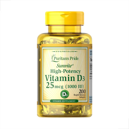 Vitamina D3 Puritan's Pride Alta Potencia 25mcg 200ct