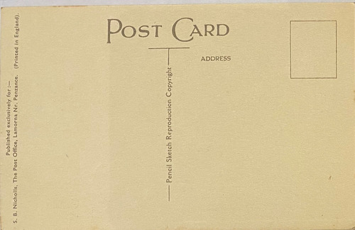 Antigua Postal Lamorna Ensenada Paisaje A Lápiz P02/ 36 (Usado)