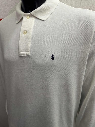 Chomba Polo Ralph Lauren White Manga Larga Talle Médium