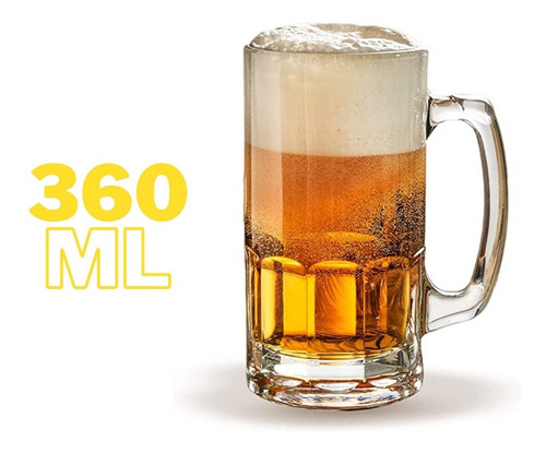 Tarro Cervecero Vidrio Templado Grueso 360 Ml (8 Pzas)