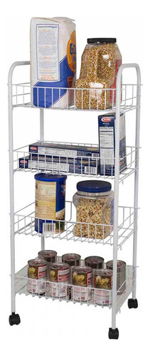 Organizador Home Basics 4canastas En Acero Con Ruedas Blanco