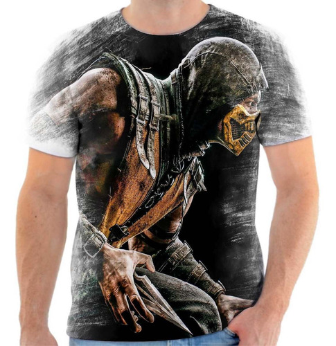 Camiseta Camisa Personalizada Mortal Kombat Scorpion Jogo.