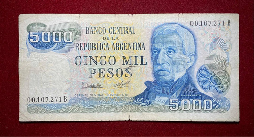 Billete 5000 Pesos Ley Serie B Bottero 2471 A Tirada Corta