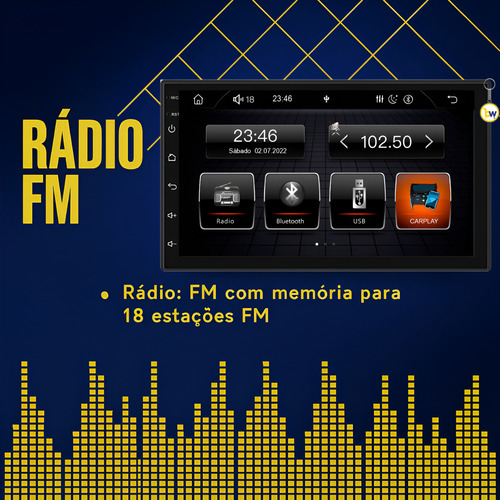 Central Multimídia Slim Mp5 9 Pol Bluetooth Carplay Premium