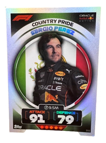 Tarjeta Deportiva Topps Attax Sergio Checo Perez Bandera