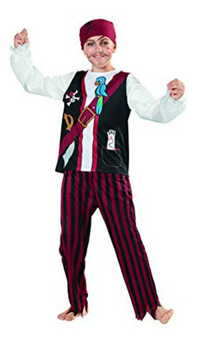 Disfraz Niño - Red And Black Boy Child Pirate Halloween Cost