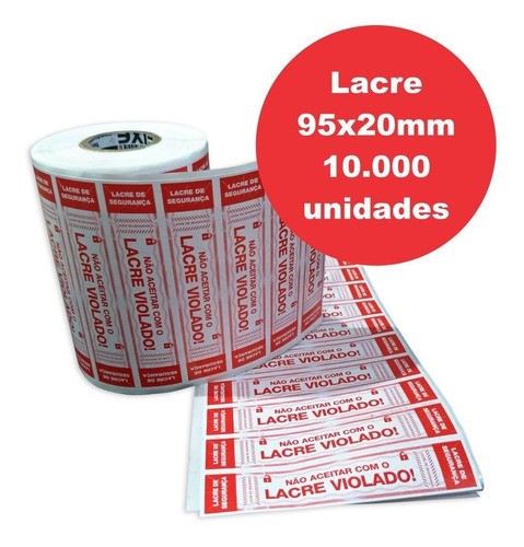 Imagem 3 de 7 de Lacre Adesivo 95x20, Pizza Marmitex Alimentos 10.000 Un Verm