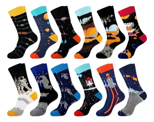 12 Pares Calcetines Divertidos Con Diseños Unisex | MercadoLibre