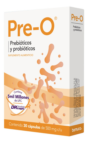 Pre-o Prebióticos Y Probióticos 30 Capsulas Sabor Sin Sabor