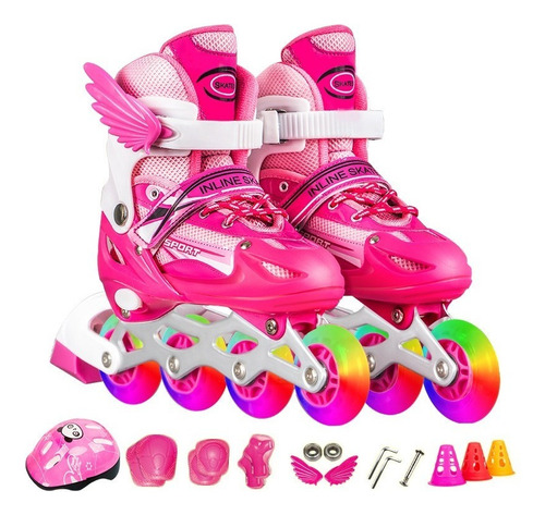 1 Combo Patines Incluye Casco,protecciones Y Mochila De