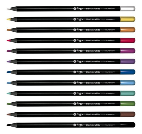 Lapices De Colores X24 Largo Supersoft Black & White Filgo
