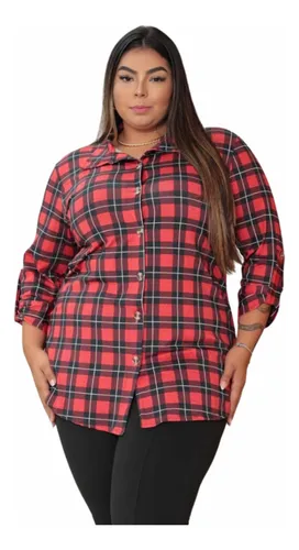 Blusa Xadrez Feminino Plus Size MercadoLivre
