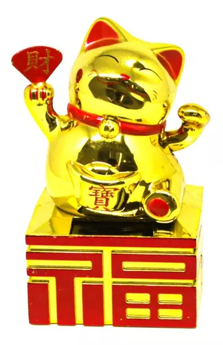 Gato da Sorte Solar Dourado Pequeno - Maneki Neko - Hachi8