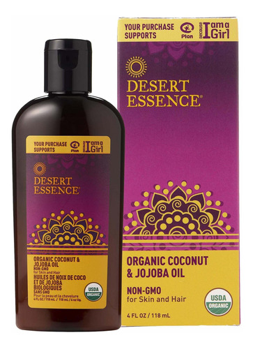 Desert Essence Aceite Orgánico De Coco Y Jojoba - 4 Onzas Lí