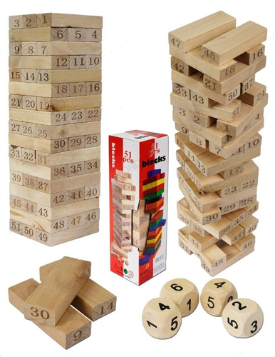 Jenga  Grande En Madera  Dados Juegos Diversión - Didáctico