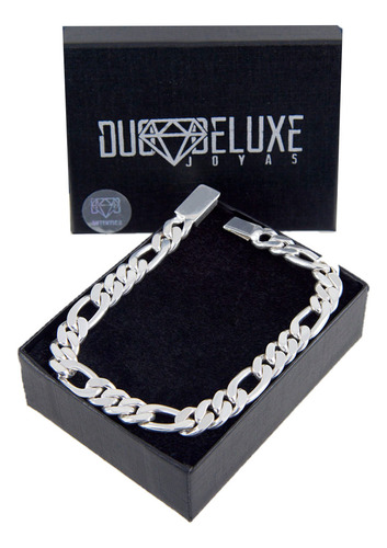Pulsera Hombre Figaro Hl 8mm De Plataley.925 Duodeluxejoyas®