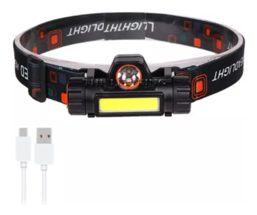 Lanterna Cabeça Capacete Recarregavel Led T6 + 1 Led Man