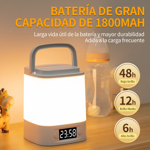Lámpara Tricolor Led Con Reloj Electrónico, Lámpara Nocturna