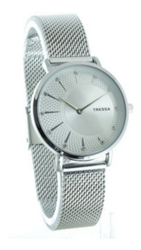 Reloj Tressa Mujer Malla Tejida Modelo Belu Plateado