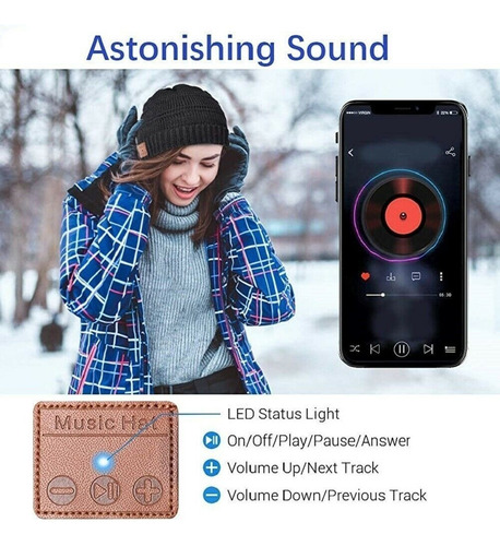 Chapéu De Inverno Com Bluetooth 5.0, Gorro De Malha Quente,
