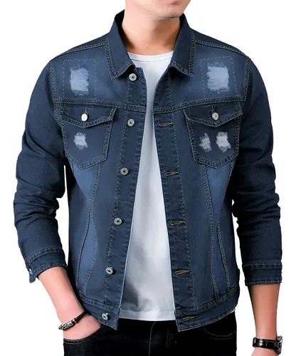 Chaqueta bomber universitaria con botones para hombre