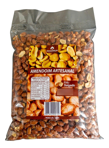 Amendoim Salgado Artesanal Frito Com Pele 1kg