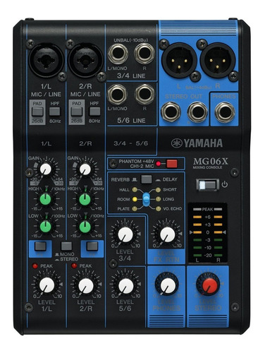 Consola Yamaha Mg06x 2 Mic-linea + 2 Line St. Con Efectos