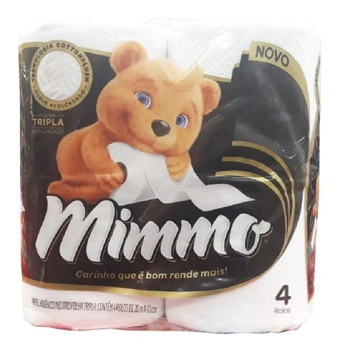 Imagem 3 de 3 de Papel Higiênico Folha Tripla Mimmo Pacote Com 4 Rolos
