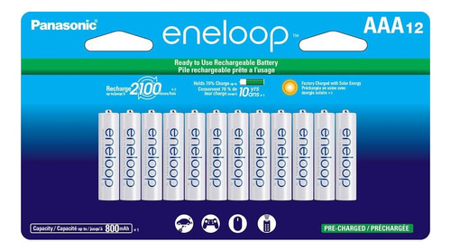 12 Pilas Recargables Triple Aaa Panasonic Eneloop Precargada