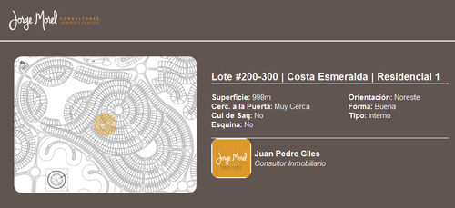 Lote Interno #200-300 - Costa Esmeralda - Residencial 1 - 998m2 #id 11703