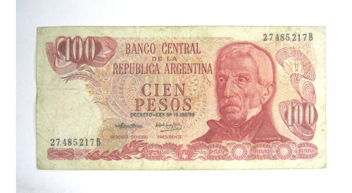 Bcra 100 $ Ley 18.188 San Martin  Serie B Bottero 2395