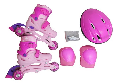 Patines Ajustable Niños Niñas Kit Protección 3 Llantas Línea