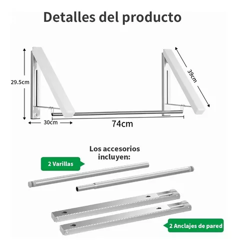  Tendedero plegable extensible retráctil montado en la pared  para ropa de ropa plegable para tu baño, jardín, balcón plegable y ahorro  de espacio : Hogar y Cocina