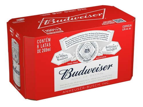 Cerveja Budweiser Caxinha 8 Latinhas 260 Ml Fininha Original