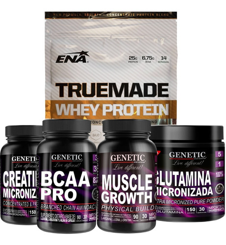 Combo Crecimiento Ena Aminoacidos + Bcaa + Glutamina + Proteina + Creatina