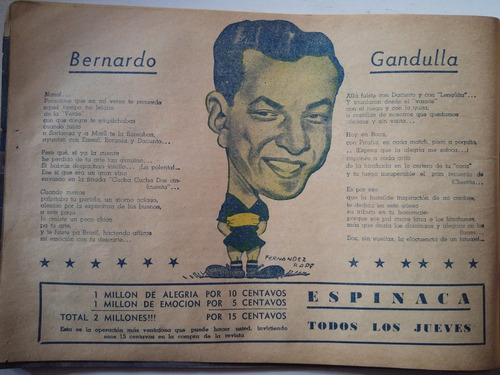 Lamina Bernardo Gandulla Del Libro De Oro Boca 1944 