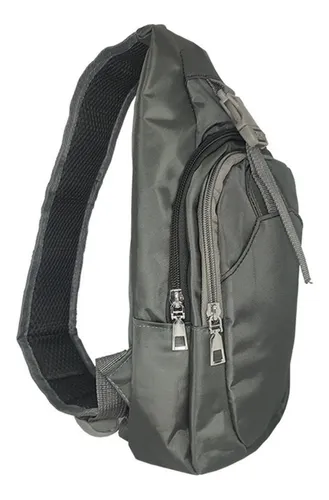 Morral Mochila Cruzada Hombre Oficina Negro de Nylon con Cierre Bolso Hombre