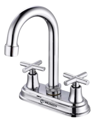 Llave Mezcladora Lavabo Cuello Alto Cuerpo Metal Acero Inox