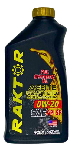 Aceite Raktor Api Sp Sae 0w20 100% Sintético 946ml