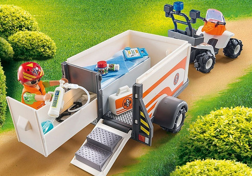Quadriciclo de resgate Playmobil City Life 70053 com trailer