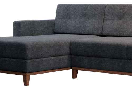 Sofá 4 Lugares Living Chaise Esquerdo Linho Cotton Grafite