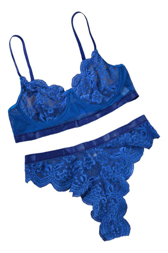 Conjunto Casual De Sujetador De Encaje Inalámbrico Con Tanga
