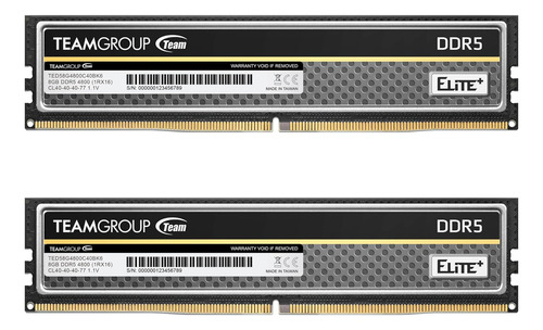 Teamgroup Elite Plus Ddr5 16gb (2x8gb) 4800mhz Pc5-38400 ...