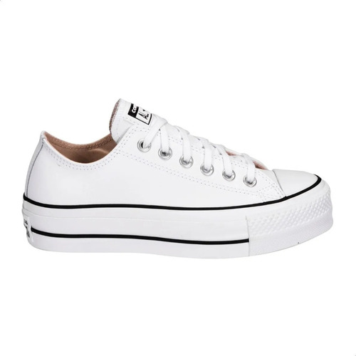 Tenis Converse All Star Chuck Taylor Lift Platform Canvas Low Top color blanco/negro/blanco - adulto 24.5 MX