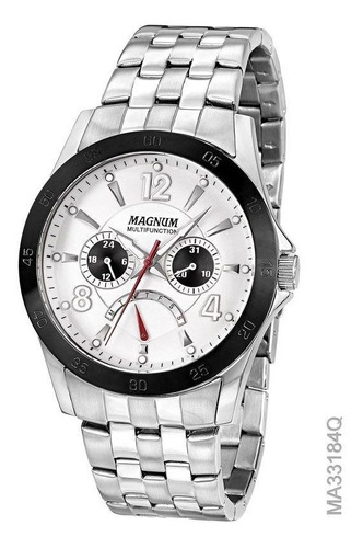 Relógio Magnum Masculino Sports Ma33184q Multifunção Cor da correia Prateado Cor do bisel Prateado