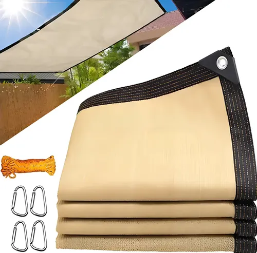 Afore 6mx4m Tela Sombreamento Toldo Sombrite Garagem Proteção 90% + 2 Cordas e 4 Pinças de Escalada Amarelo Beige — R$ 133,40 em Mercado Livre