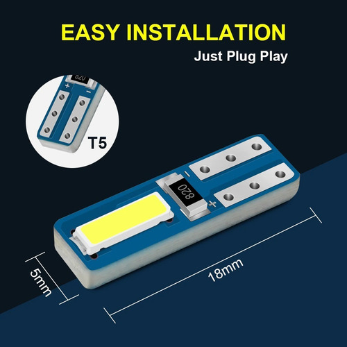 Led Cola De Pez 10 Unidades-canbus T5  W3w, W1.2w (tablero)
