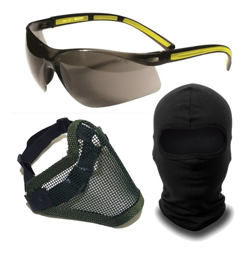 Oculos Airsoft Ca Mascara Meia Face Tela Balaclava Militar